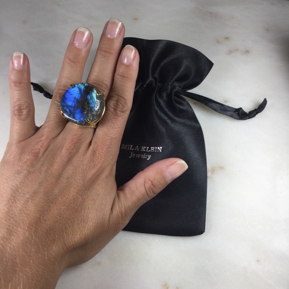 Statement Maxi Labradorite Ring 18k gold plated - Picture 3 of 4